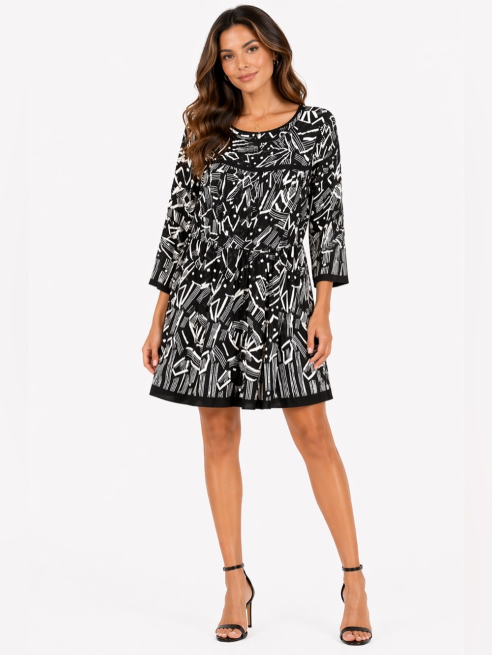 EUC Laundry by Shelli Segal Size 2 Black and White Patterned Dress
